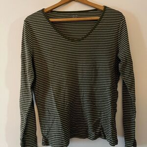 GAP Olive Striped Long Sleeve Tee